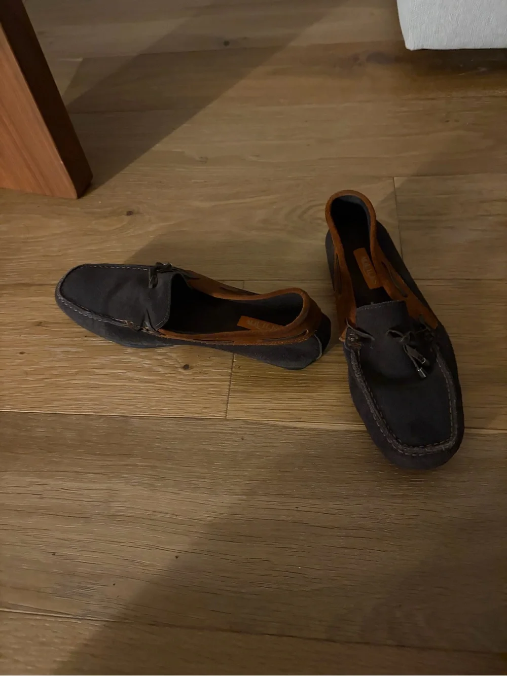 Women's Suede Tassel Loafers in Dark Brown with Chestnut Trim